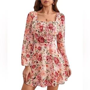 Shein Floral Empire Waist Dress Size XL